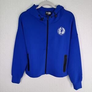 Dallas Mavericks Jacket Womens Medium Hoodie Zip Logo NBA Basketball New Era Blu
